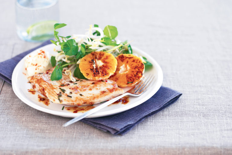 Mandarin Chicken with Bean Sprout and Watercress Salad