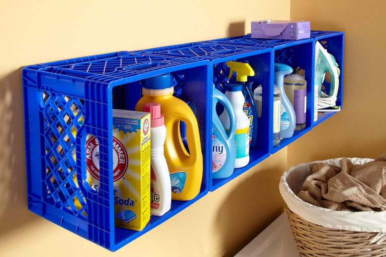Most popular handy hints, crates mounted in laundry, Handyman Magazine