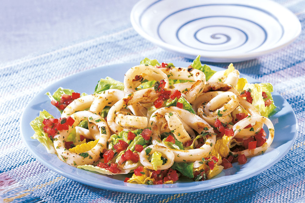 barbecued calamari with tomato vinaigrette, handyman magazine,
