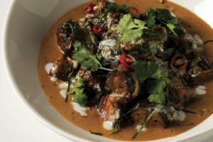 Beef Red Curry with Eggplant and Betel Leaf