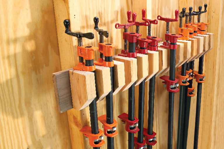 A row of builder's clamps