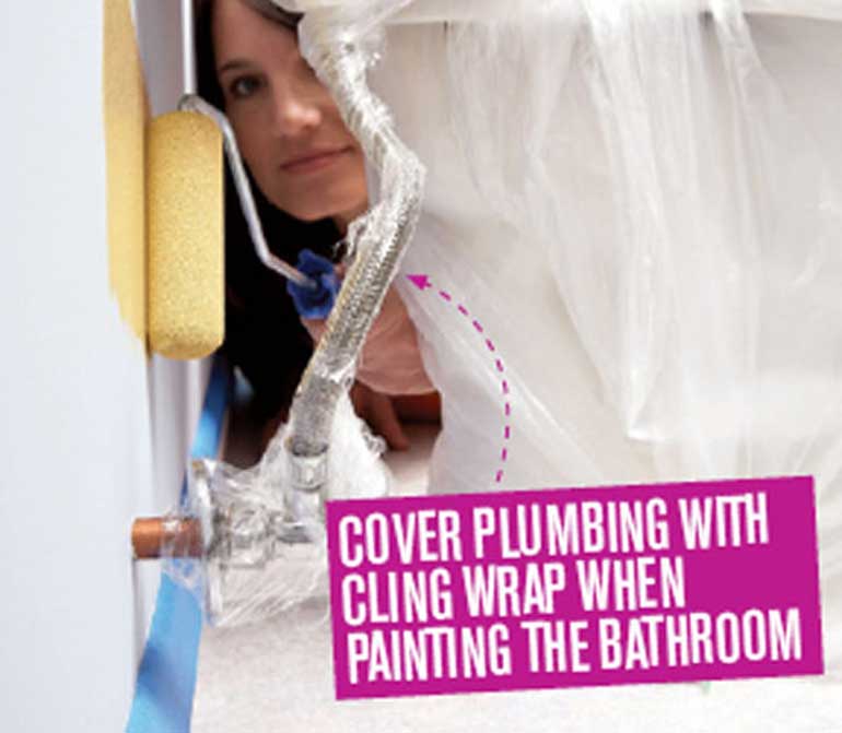 12. Protect plumbing when painting the bathroom