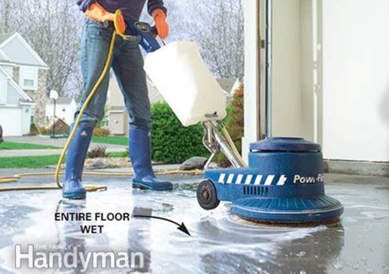 5. Use an electric floor scrubber