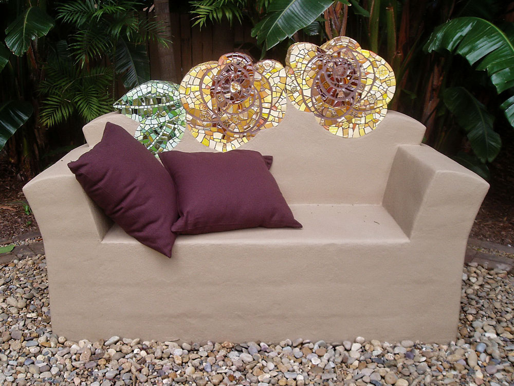 Outdoor sofa made of blocks