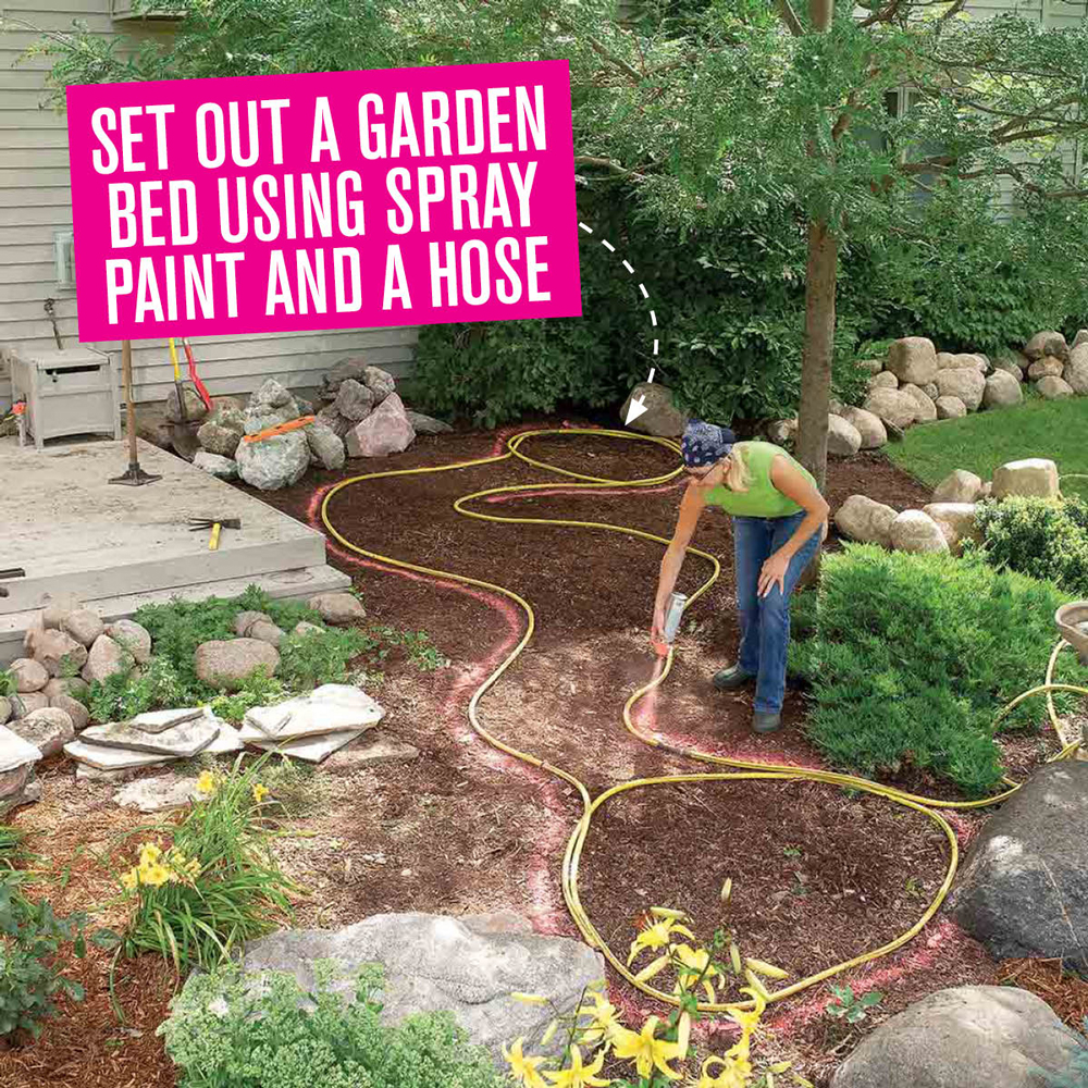 Set out a garden bed using spray paint and a hose- Handyman Magazine 