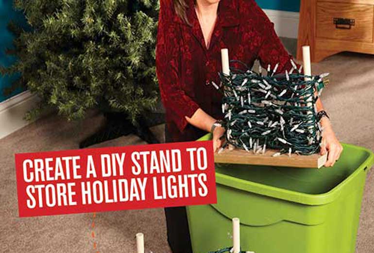 8. Build a stand to store Christmas lights 