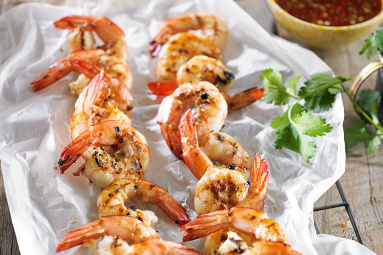 Starter - Barbecue Prawns With Vietnamese Dipping Sauce  