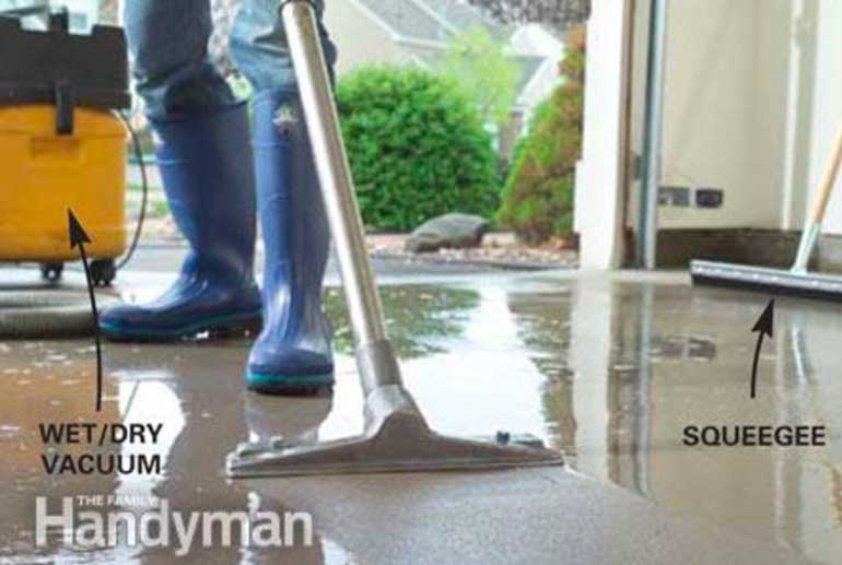 6. Vacuum the wet floor