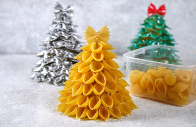 Pasta noodle Christmas trees