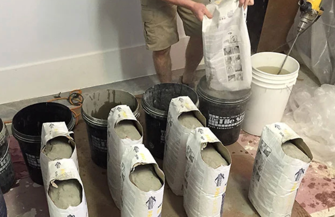 Prep the floor leveller bags