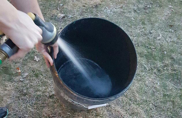 Wash buckets right away