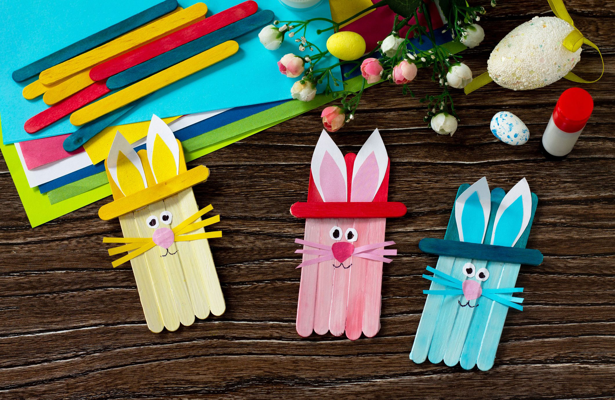 Paddle pop stick Easter bunnies