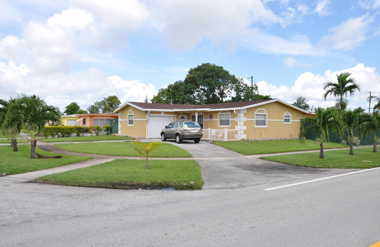 The driveway and nearby street