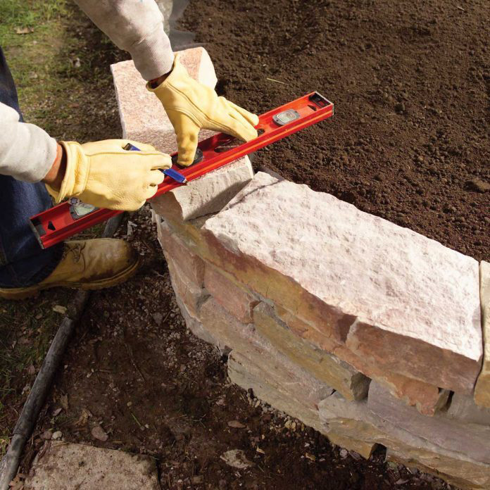 Step 8: Level the last course and dry-fit the capstones