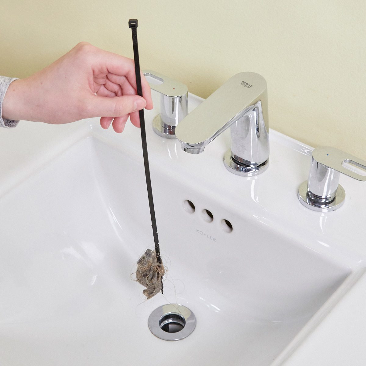 Simple bathroom sink drain cleaner