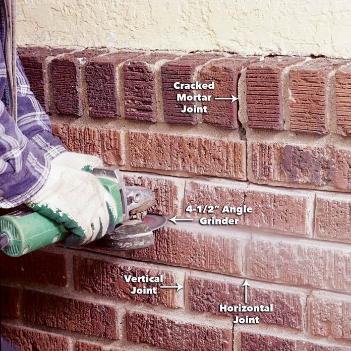 Step 1: Use an angle grinder for larger, harder repointing brick jobs
