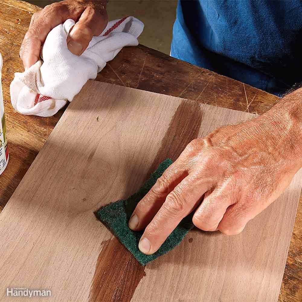 Remove excess glue with an abrasive pad