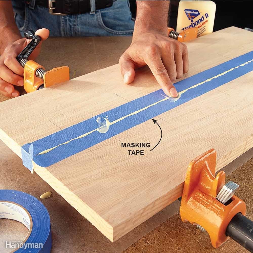 Apply tape to control glue squeeze-out