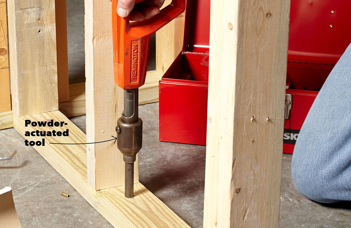 Shoot nails into concrete