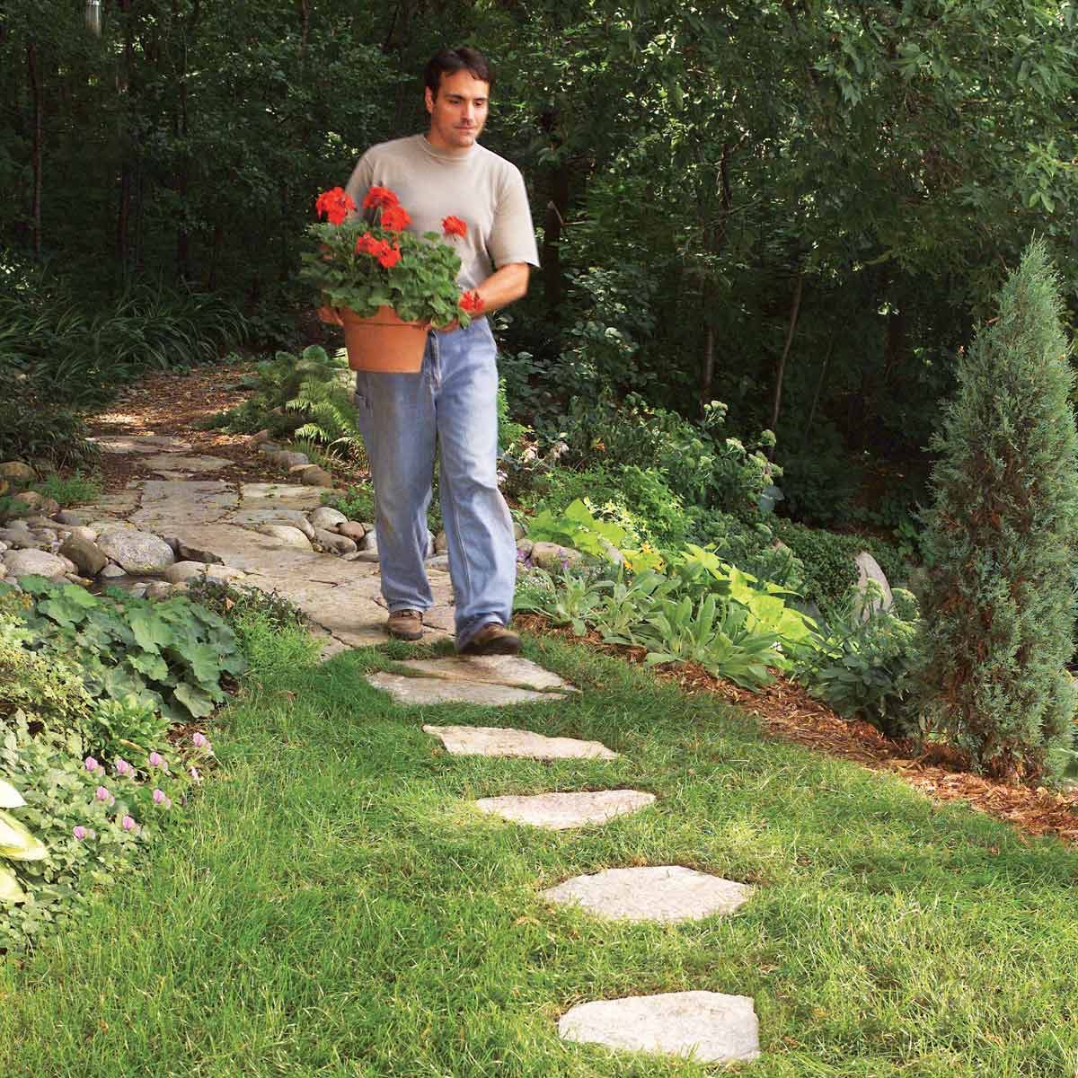 Stepping-stone paths with yard stones