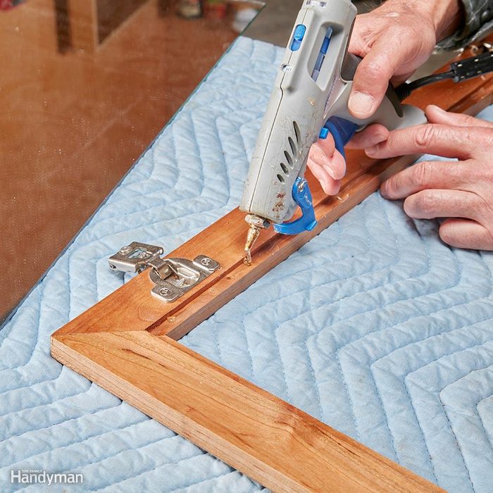 Secure mirrors or glass in cabinet doors