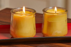 How to make beeswax candles in glass yoghurt jars