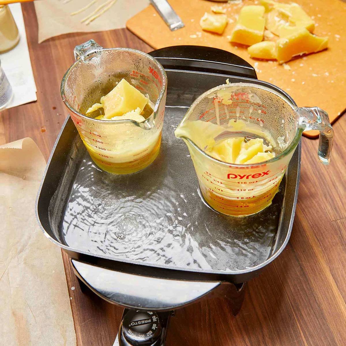 Set up a double-boiler to melt the wax