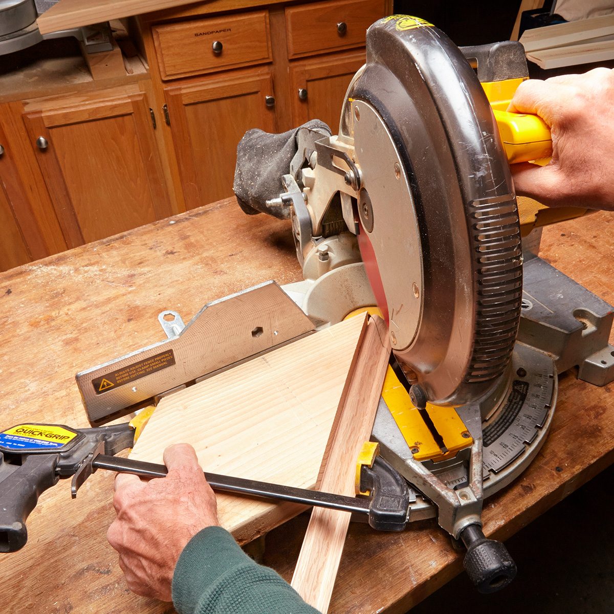 Cut a 60-degree+ angle on a mitre saw