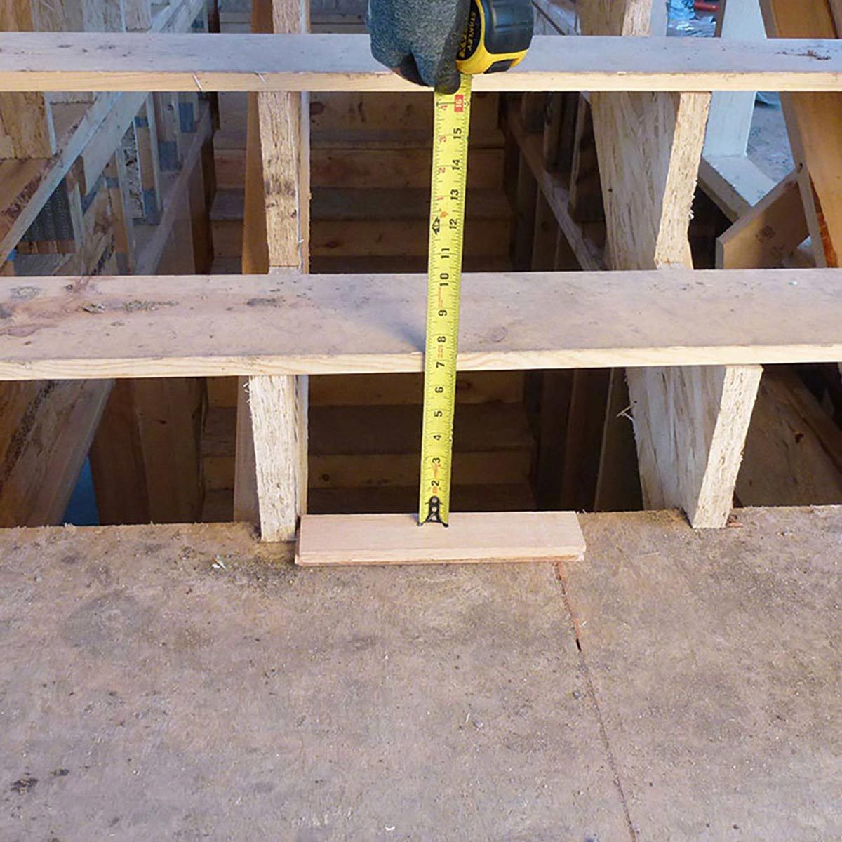 Account for the finished flooring when laying out stairs