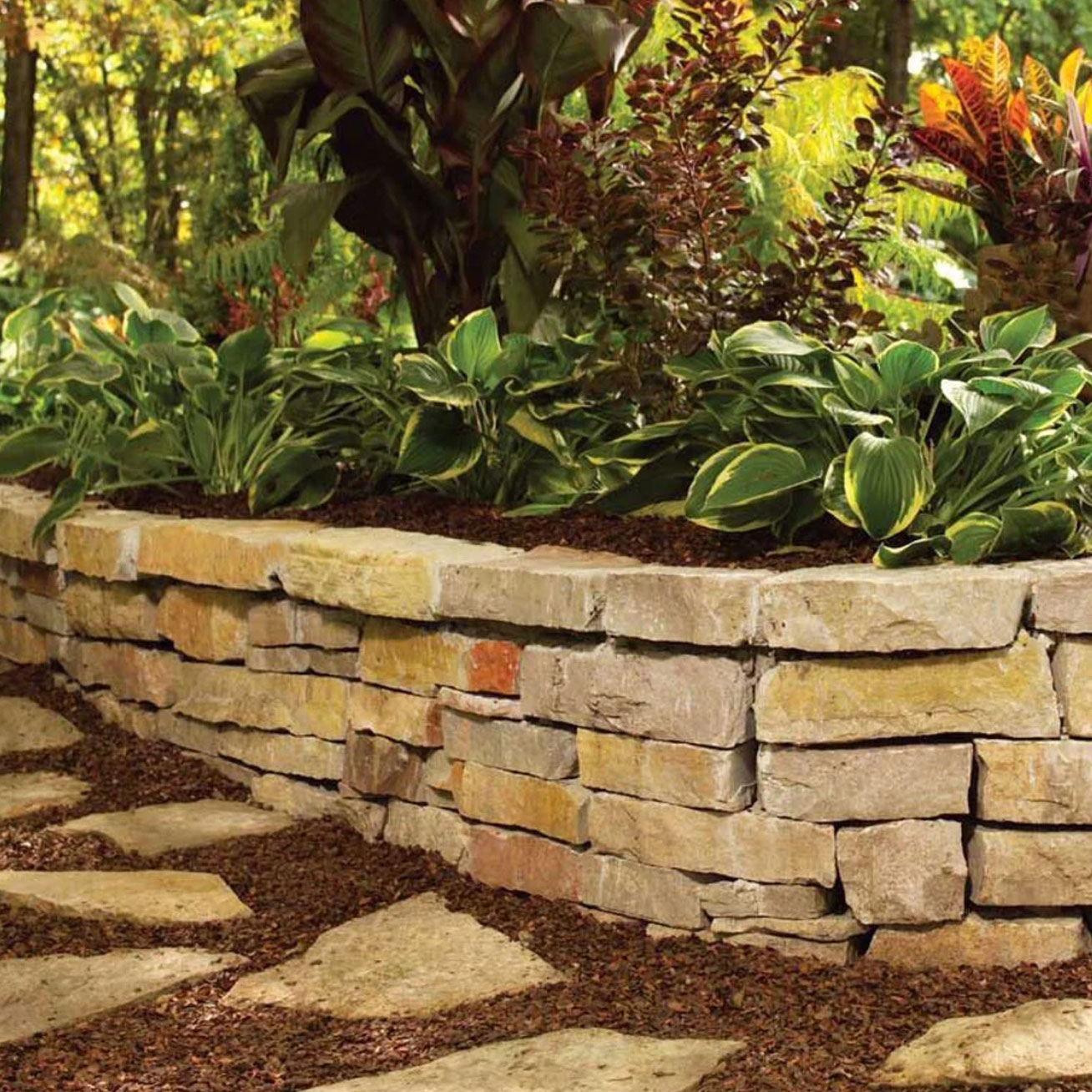 DIY stacked-stone raised garden bed