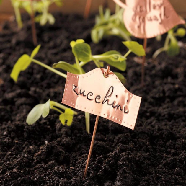 DIY copper plant markers