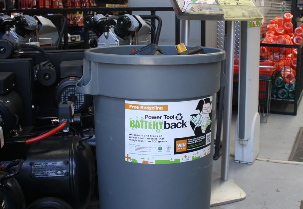 power tool battery back collection box, how to recycle power tool batteries, 