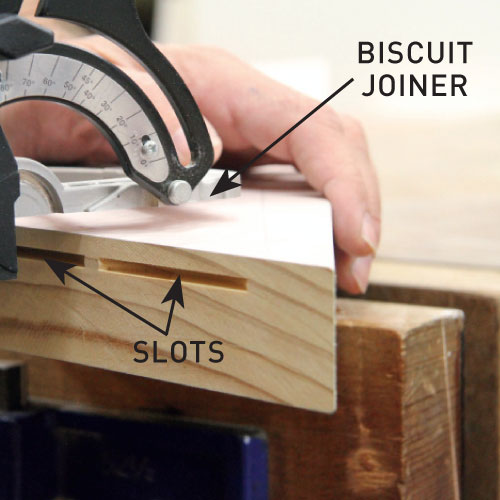 step 1. cut two biscuit slots, handyman magazine, 