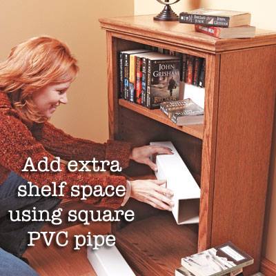 Handyman Magazine, DIY, Handy hint, Add extra shelf space using a square PVC pipe 