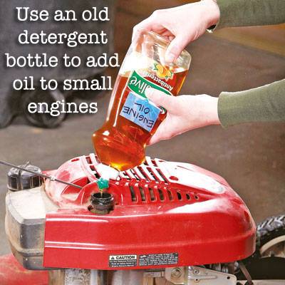 Handyman Magazine, DIY, Handy hint, Use an old detergent bottle to add oil to small engines 