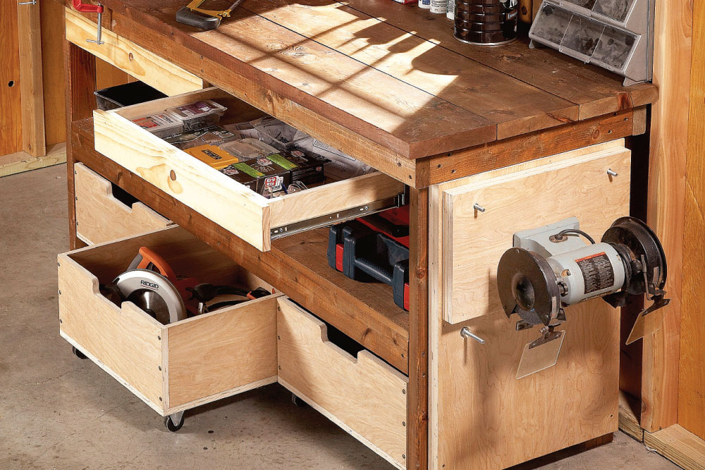 workbench with drawers, handyman magazine, 
