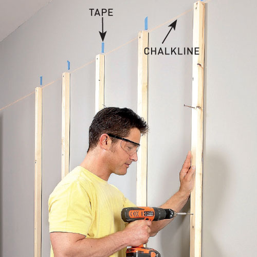 mark batten points, install wall to wall garage storage, handyman 