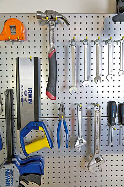 pegboard with tools, handyman magazine, 