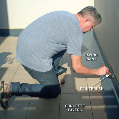 man painting pavers on balcony, handyman magazine, 300 balcony overhaul,