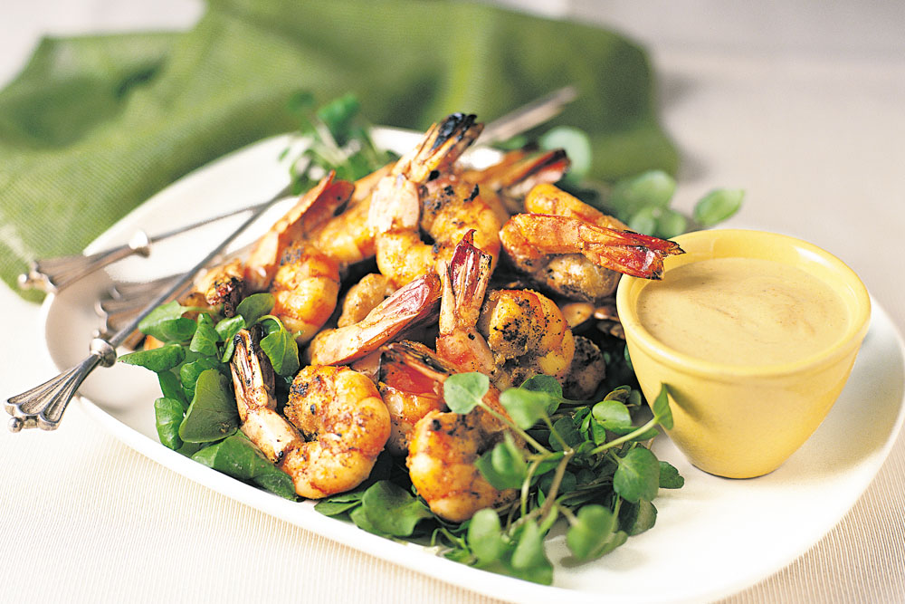 spiced barbecued prawns with mustard dipping sauce, handyman magazine, 
