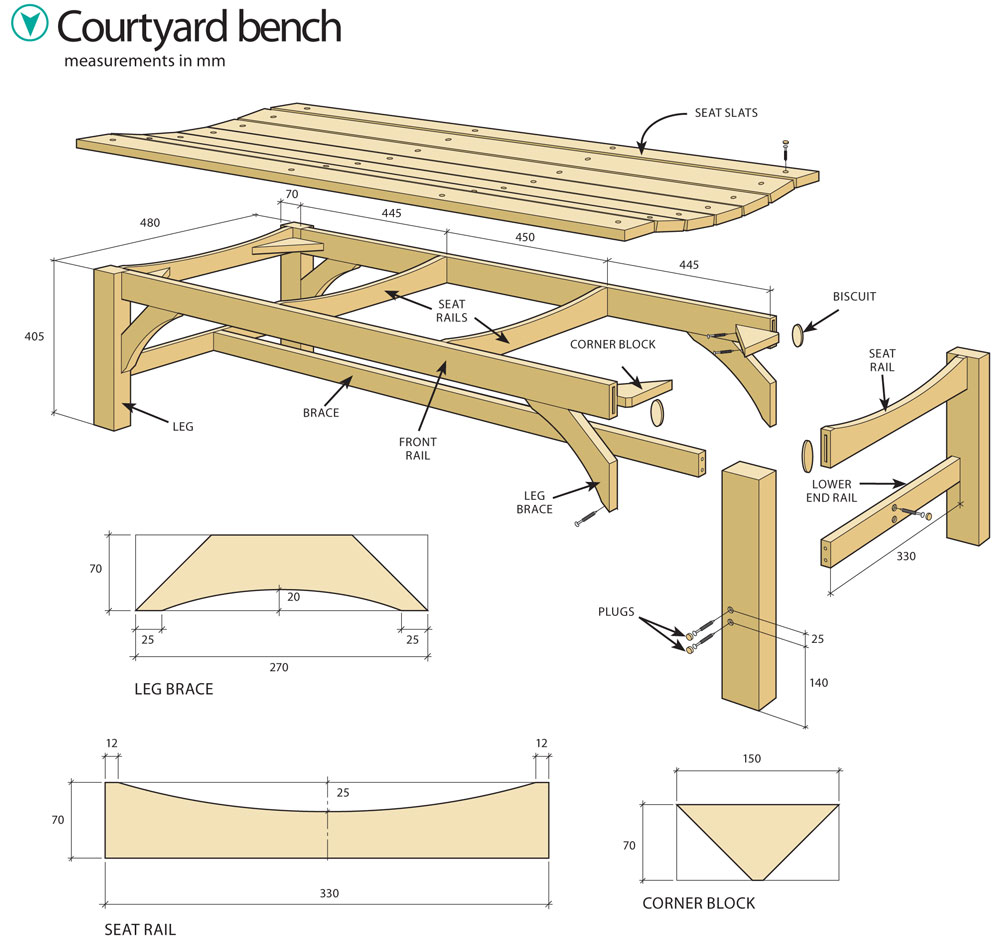 courtyard bench diagrams 