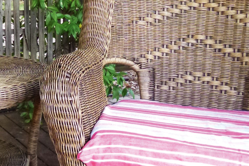 wicker chair after being sprayed with timber varnish, handyman magazine,