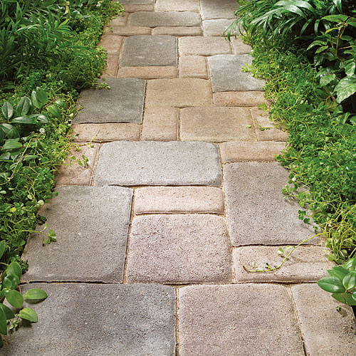 concrete paved path in a garden, 
