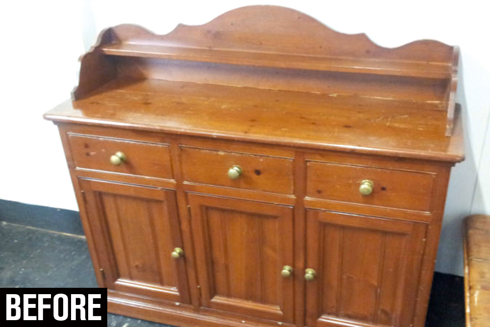 a dated  three-door sideboard  before upcycling, 3 easy upcycling projects, handyman magazine, 