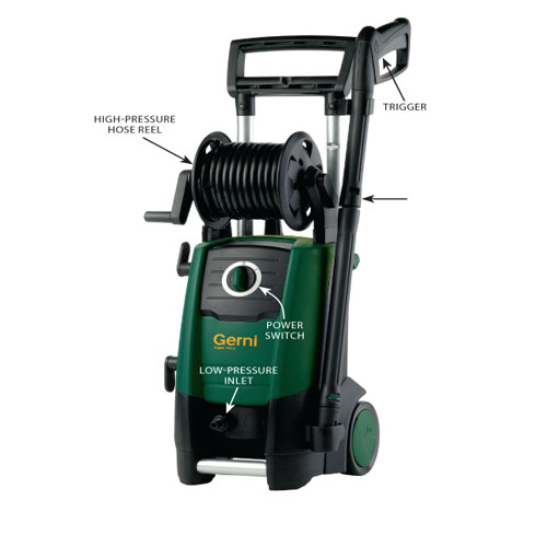 pressure washer with labels, guide to pressure washers, handyman magazine, 