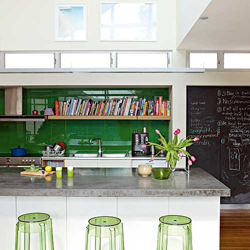 kitchen with chalk board, handyman magazine, 