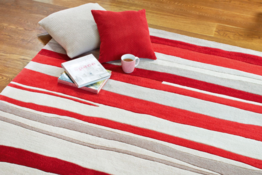 red ribbed rugs 