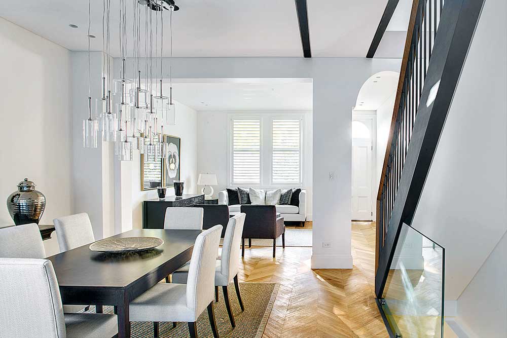 dining room in renovated sydney terrace house, handyman magazine, 