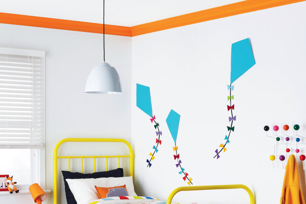 bedroom with orange cornice, handyman magazine, 