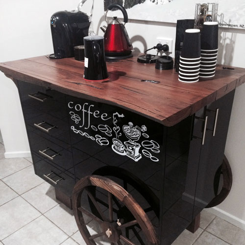 DIY upcycled coffee cart, 
